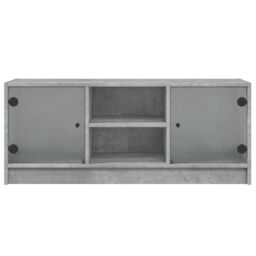 Berkfield Home TV Cabinet with Glass Doors Concrete Grey 102x37x42 cm - Size: 102 x 37 x 42 cm - thumbnail 6