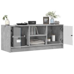 Berkfield Home TV Cabinet with Glass Doors Concrete Grey 102x37x42 cm - Size: 102 x 37 x 42 cm - thumbnail 5