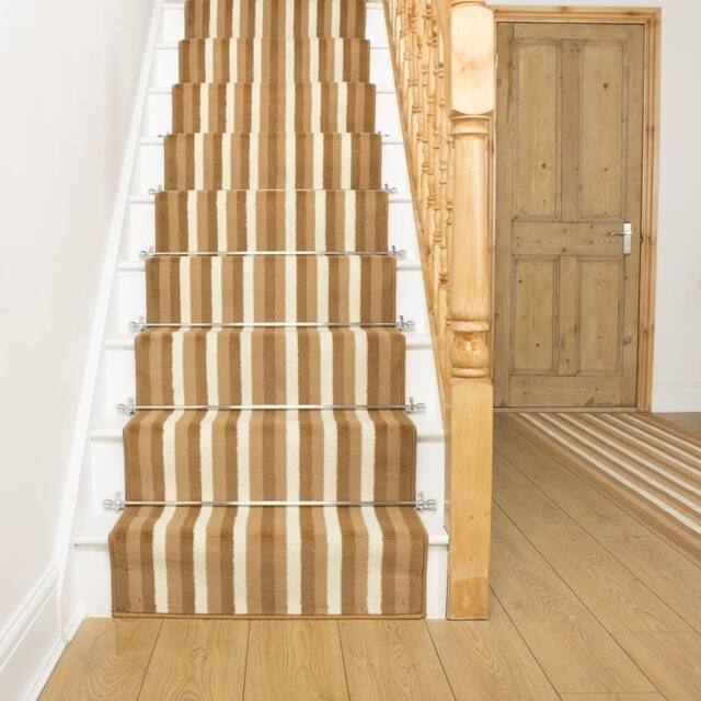 runrug Stair Runner Carpet for Staircases - Soft & Comfy, 9mm - 'Broad' in Beige - Size: 70 cm x 720 cm - image 1