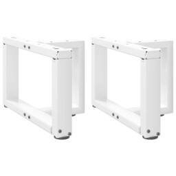 Berkfield Home Coffee Table Legs T-Shaped¬†2 pcs White 50x25x(30-31) cm Steel - thumbnail 1
