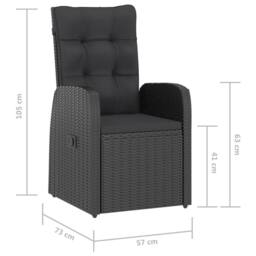 Berkfield Home 11 Piece Garden Dining Set with Cushions Black Poly Rattan - thumbnail 7