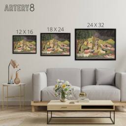 "Artery8 Krishna Summoning Cows 18th Century India Framed Canvas Wall Art Print - Size: W12"" x H16""" - thumbnail 4