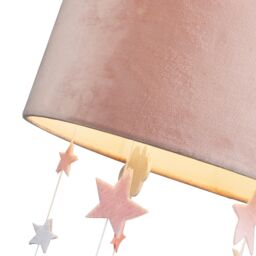Happy Homewares Soft Velvet Pendant Lamp Shade with Hanging Felt Stars & Clouds in Pink - Size: 12 inches - thumbnail 5