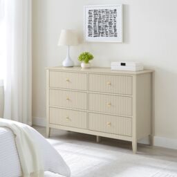 Melody Maison Large 6 Drawer Chest Of Drawers & Pair Of Large Bedside Tables - Hales Taupe Range in Beige - thumbnail 6