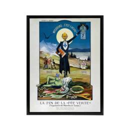 "Artery8 Swiss Vintage Anti Absinthe Advert Framed Canvas Wall Art Print in Blue - Size: W12"" x H16""" - thumbnail 1