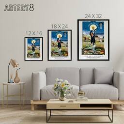 "Artery8 Swiss Vintage Anti Absinthe Advert Framed Canvas Wall Art Print in Blue - Size: W12"" x H16""" - thumbnail 4
