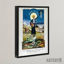 "Artery8 Swiss Vintage Anti Absinthe Advert Framed Canvas Wall Art Print in Blue - Size: W12"" x H16""" - thumbnail 2