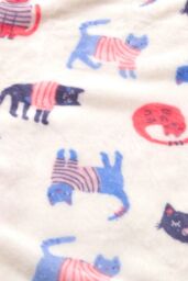 Just Essentials Cats Print Reversible Fleece Blanket in Pink - Size: Small - thumbnail 2