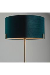 Netlighting Hayfield Floor Lamp Matt Antique Brass Plate Green Velvet Shade in Gold - thumbnail 5