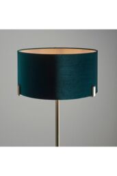 Netlighting Hayfield Floor Lamp Matt Antique Brass Plate Green Velvet Shade in Gold - thumbnail 6