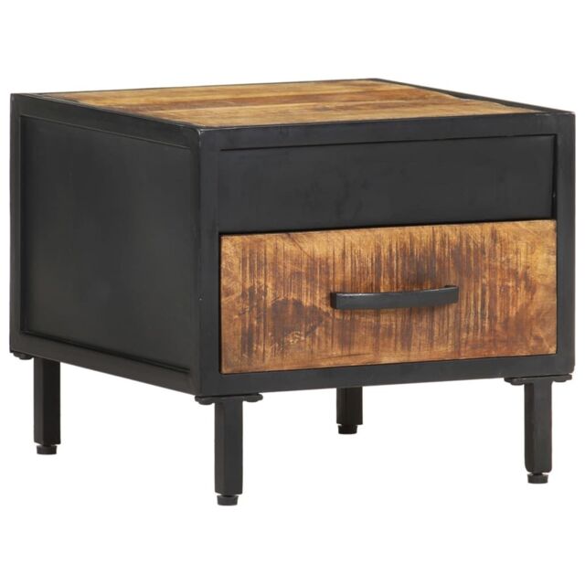 Berkfield Home Bedside Cabinet 40x40x35 cm Rough Mango Wood in Brown - Size: 40 x 40 x 35 cm - image 1