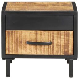 Berkfield Home Bedside Cabinet 40x40x35 cm Rough Mango Wood in Brown - Size: 40 x 40 x 35 cm - thumbnail 2