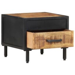 Berkfield Home Bedside Cabinet 40x40x35 cm Rough Mango Wood in Brown - Size: 40 x 40 x 35 cm - thumbnail 3