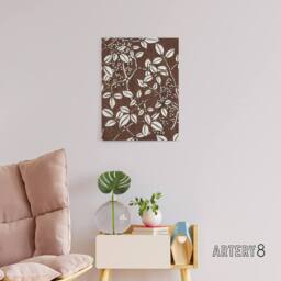 "Artery8 Tree Branch & Leaf Pattern Canvas Wall Art Print Bijutsukai in Brown - Size: W18"" x H24""" - thumbnail 3