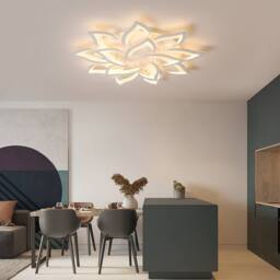 NIVOR Dimmable LED Ceiling Light 14-Leaf White Acrylic Chandelier Remote - thumbnail 7