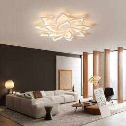 NIVOR Dimmable LED Ceiling Light 14-Leaf White Acrylic Chandelier Remote - thumbnail 1