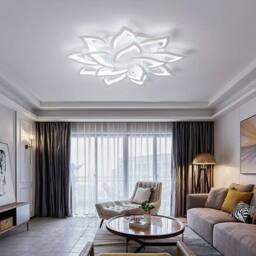 NIVOR Dimmable LED Ceiling Light 14-Leaf White Acrylic Chandelier Remote - thumbnail 6
