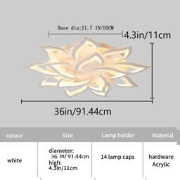 NIVOR Dimmable LED Ceiling Light 14-Leaf White Acrylic Chandelier Remote - thumbnail 2