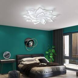 NIVOR Dimmable LED Ceiling Light 14-Leaf White Acrylic Chandelier Remote - thumbnail 4