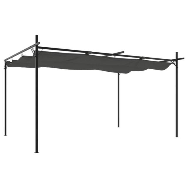 Berkfield Home Pergola with Retractable Roof Anthracite 395x292x230 cm in Black - Size: 395 x 292 x 230 cm - image 1