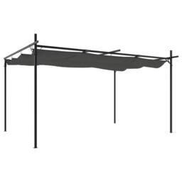 Berkfield Home Pergola with Retractable Roof Anthracite 395x292x230 cm in Black - Size: 395 x 292 x 230 cm - thumbnail 1