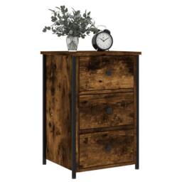 Berkfield Home Bedside Cabinet Smoked Oak 40x36x60 cm Engineered Wood in Brown - Size: 40 x 36 x 60 cm - thumbnail 3