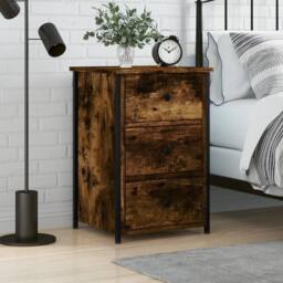 Berkfield Home Bedside Cabinet Smoked Oak 40x36x60 cm Engineered Wood in Brown - Size: 40 x 36 x 60 cm - thumbnail 1