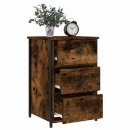 Berkfield Home Bedside Cabinet Smoked Oak 40x36x60 cm Engineered Wood in Brown - Size: 40 x 36 x 60 cm - thumbnail 4