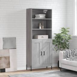 Berkfield Home Highboard Grey Sonoma 69.5x34x180 cm Engineered Wood - thumbnail 2