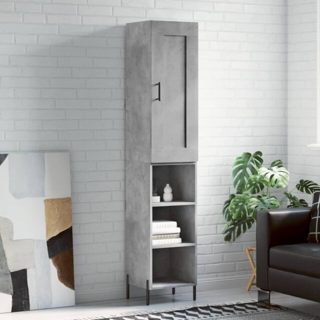 Berkfield Home Highboard Concrete Grey 34.5x34x180 cm Engineered Wood - image 1