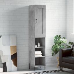 Berkfield Home Highboard Concrete Grey 34.5x34x180 cm Engineered Wood - thumbnail 1