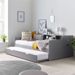 Bedmaster Tyler Guest Bed & Trundle With Pocket Mattresses in Grey - Size: Single