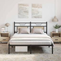 Berkfield Home Bed Frame without Mattress Sonoma Oak 140x200 cm Engineered Wood in Brown - thumbnail 2