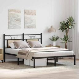 Berkfield Home Bed Frame without Mattress Sonoma Oak 140x200 cm Engineered Wood in Brown - thumbnail 4