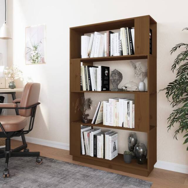 Berkfield Home Beautiful Book Cabinet/Room Divider Honey Brown 80x25x132 cm Soli - Size: 80 x 25 x 132 cm - image 1
