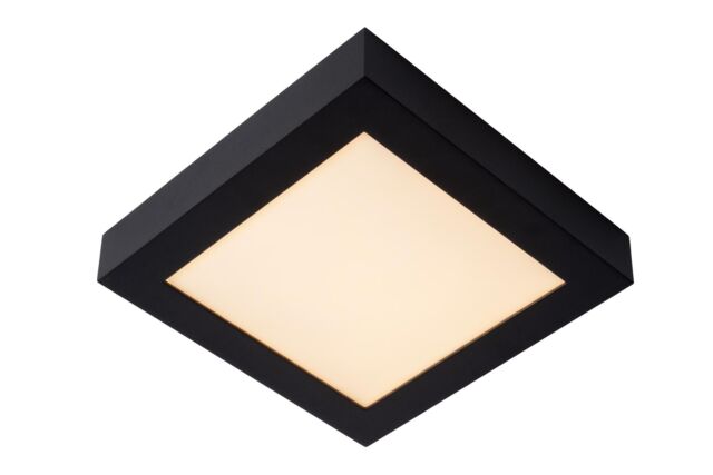 Lucide 'BRICE' Dimmable Stylish Square Bathroom LED Flush Ceiling Light in Black - image 1