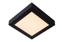 Lucide 'BRICE' Dimmable Stylish Square Bathroom LED Flush Ceiling Light in Black
