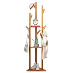 VOGREX Modern Nature Bamboo Coat Clothes Handbag Tree Rack Branch Hanger in Brown - thumbnail 4