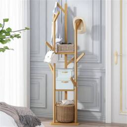 VOGREX Modern Nature Bamboo Coat Clothes Handbag Tree Rack Branch Hanger in Brown - thumbnail 5