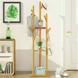 VOGREX Modern Nature Bamboo Coat Clothes Handbag Tree Rack Branch Hanger in Brown - thumbnail 1