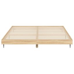 Berkfield Home Bed Frame Sonoma Oak 200x200 cm Engineered Wood in Brown - thumbnail 6