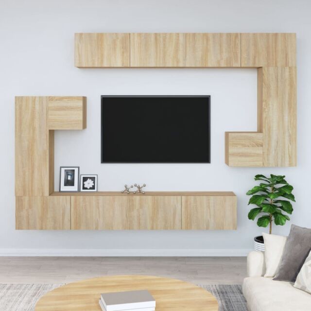 Berkfield Home Wall-mounted TV Cabinet Sonoma Oak Engineered Wood in Brown - image 1