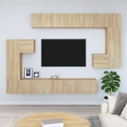 Berkfield Home Wall-mounted TV Cabinet Sonoma Oak Engineered Wood in Brown - thumbnail 1