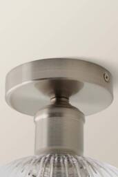 ValueLights Maddison Clear Rib Glass Globe Flush Ceiling Light with Filament Bulb in Silver - thumbnail 4