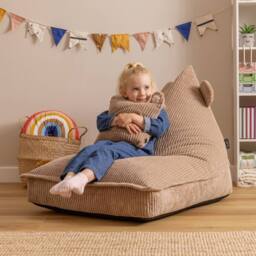 icon Kids Bean Bag Fun Animal Print Lounger & Cushion Bundle in Corduroy in Brown - Size: Medium - thumbnail 2