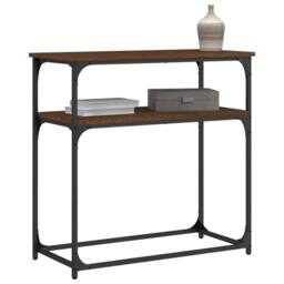 Berkfield Home Console Table Brown Oak 75x35.5x75 cm Engineered Wood - thumbnail 3