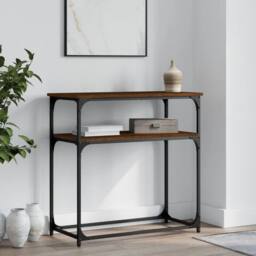 Berkfield Home Console Table Brown Oak 75x35.5x75 cm Engineered Wood - thumbnail 2