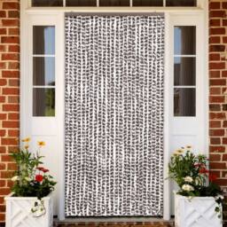 Berkfield Home Insect Curtain Taupe & White 100x220 cm Chenille - thumbnail 2