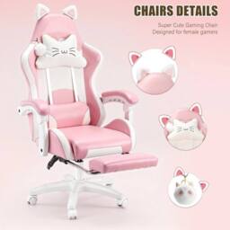Kelvenix Pink Gaming Chair with Cat Ears - Size: 0.6m2 - thumbnail 4