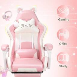 Kelvenix Pink Gaming Chair with Cat Ears - Size: 0.6m2 - thumbnail 3
